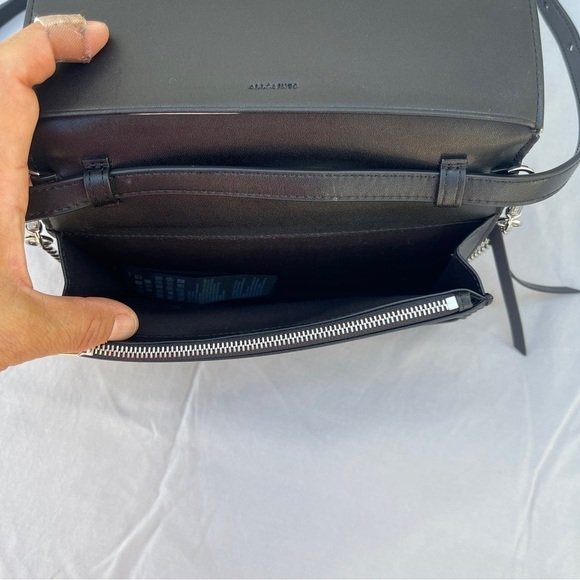 AllSaints Black White Snakeskin Animal Print Leather Crossbody Wallet on Chain - Picture 7 of 17